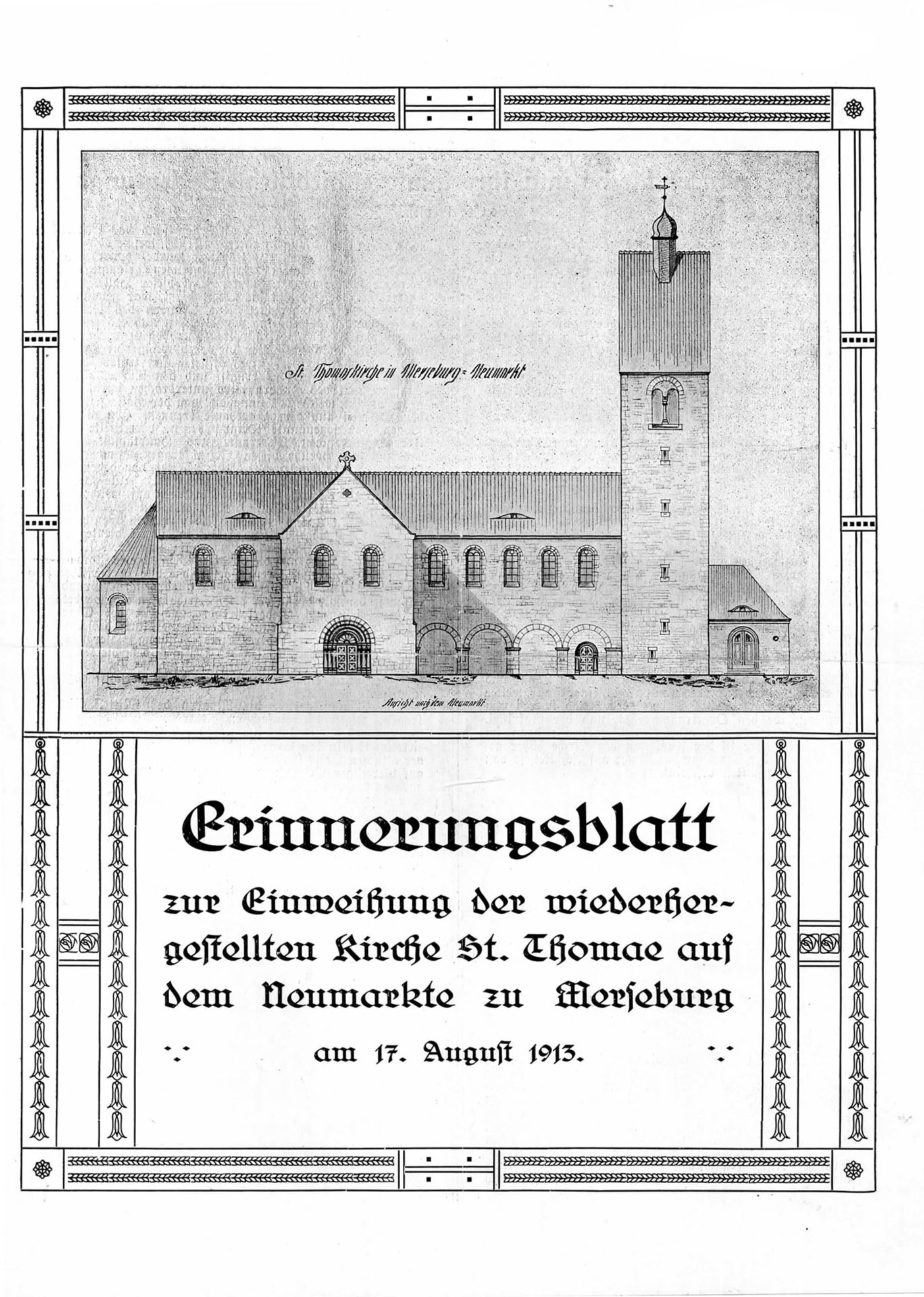 Erinnerungsblatt zur Einweihung der wiederhergestellten Kirche St. Thomae - Pretzien, Gustav